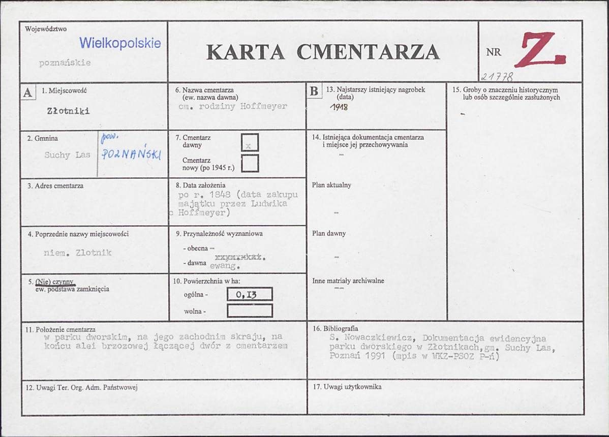 KC - Karta cmentarza, skan nr 1