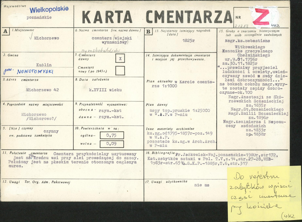 Karta cmentarza, skan nr 1