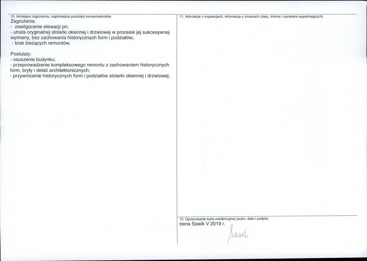 Karta obiektu niewpisanego do rejestru, skan nr 2