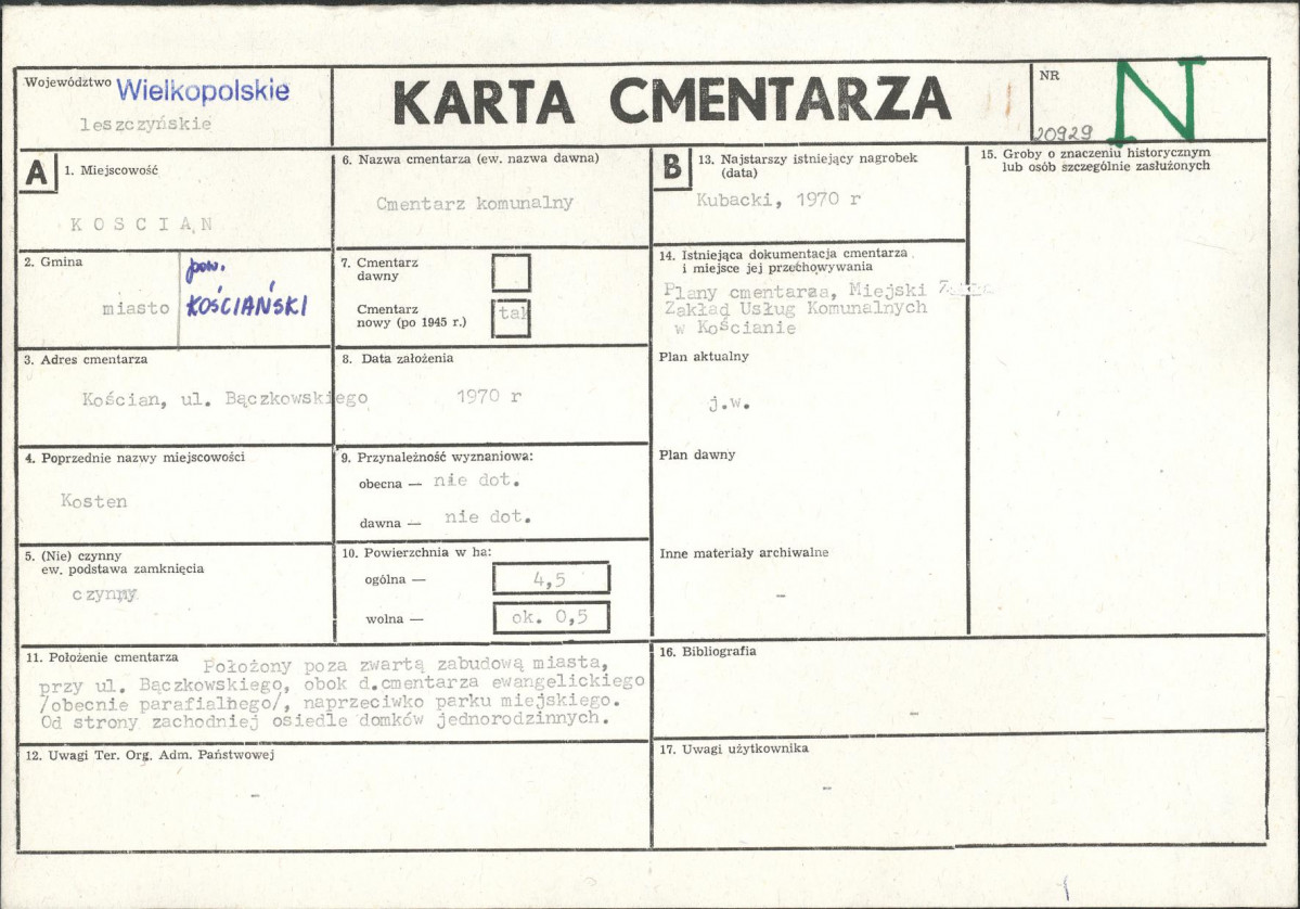 Karta cmentarza, skan nr 1