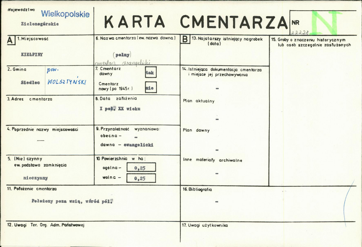 KC - Karta cmentarza, skan nr 1