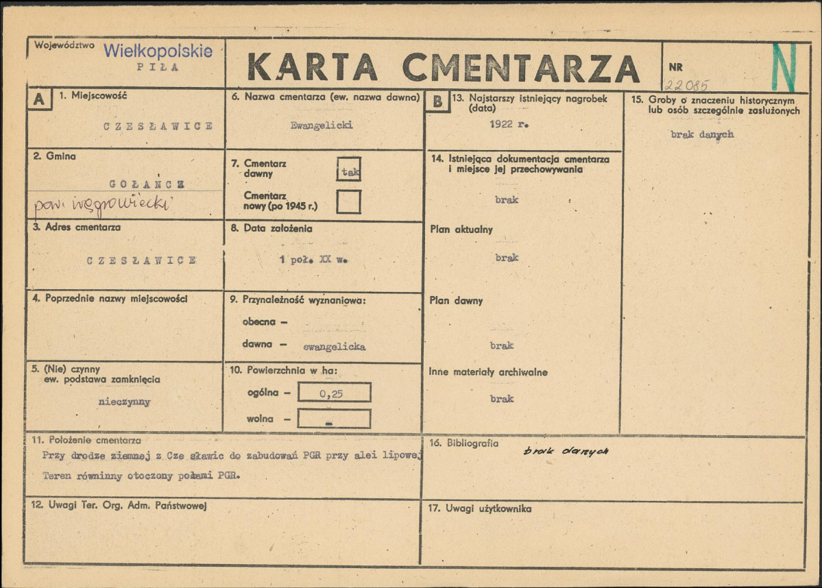 KC - Karta cmentarza, skan nr 1