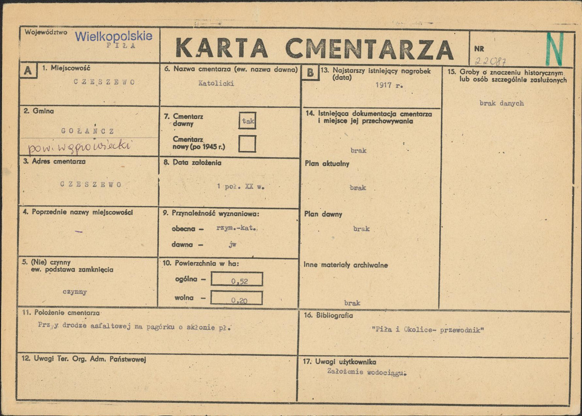 KC - Karta cmentarza, skan nr 1