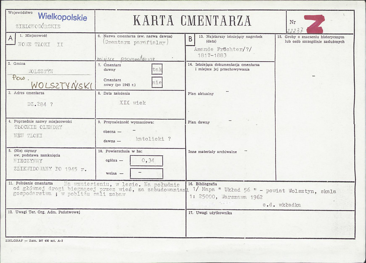 KC - Karta cmentarza, skan nr 1