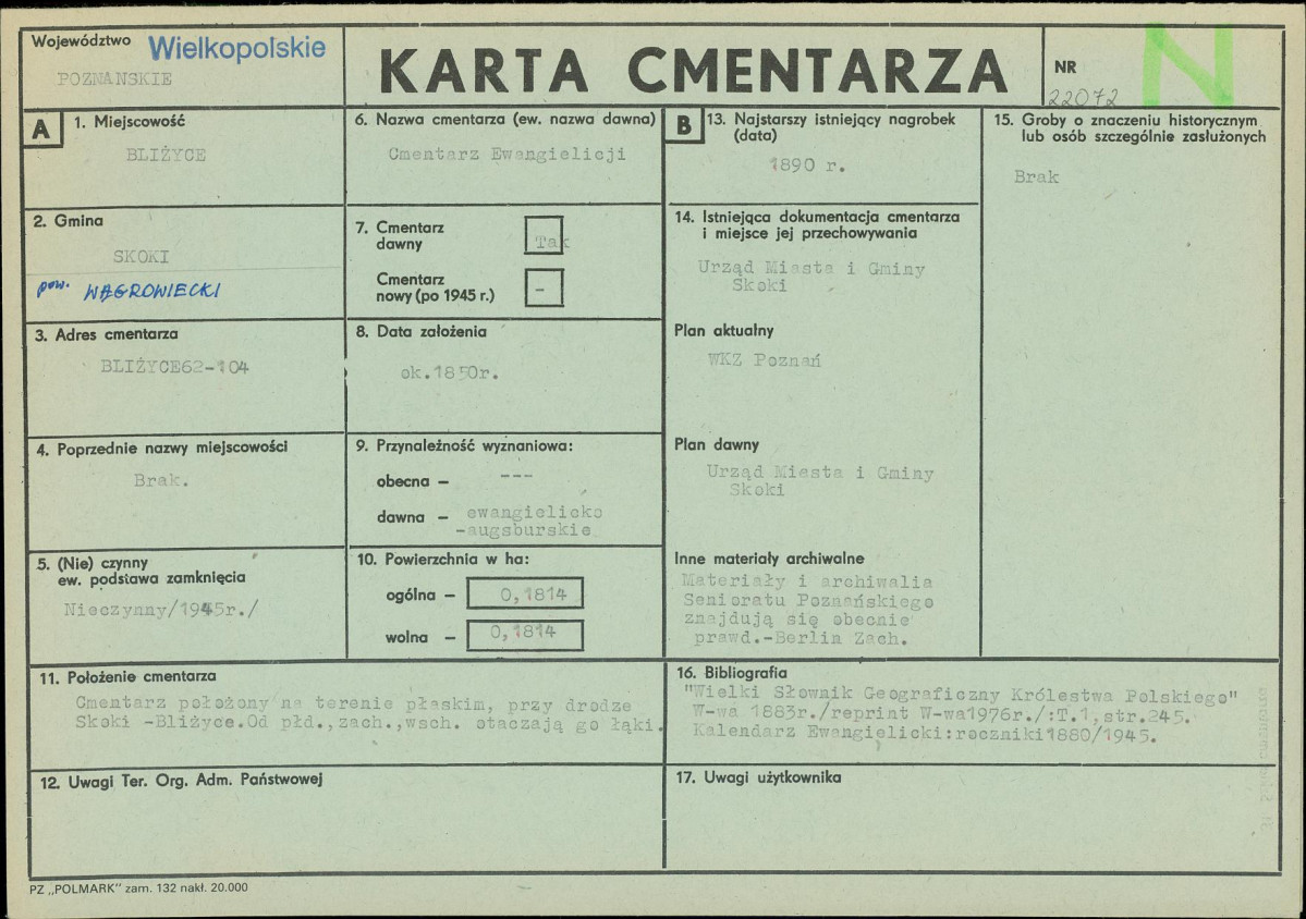 KC - Karta cmentarza, skan nr 1