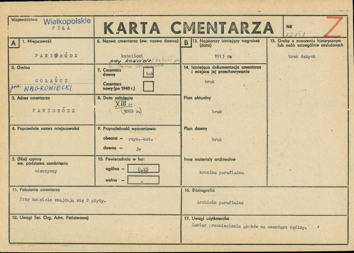 KC - Karta cmentarza, skan nr 1