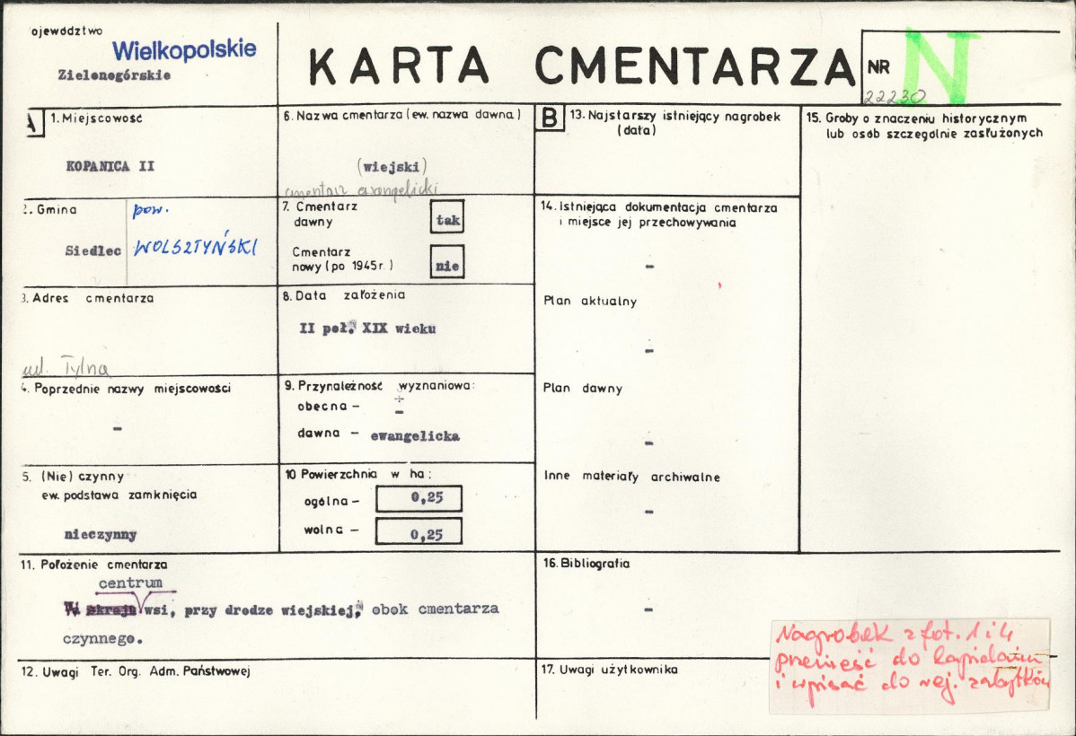 KC - Karta cmentarza, skan nr 1
