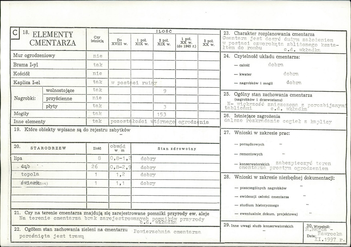 KC - Karta cmentarza, skan nr 2