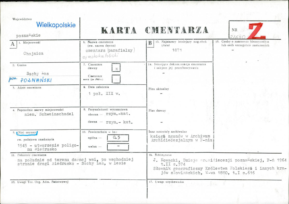 KC - Karta cmentarza, skan nr 1