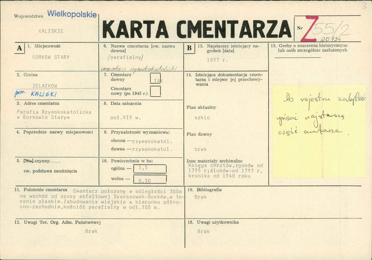 Karta cmentarza, skan nr 1