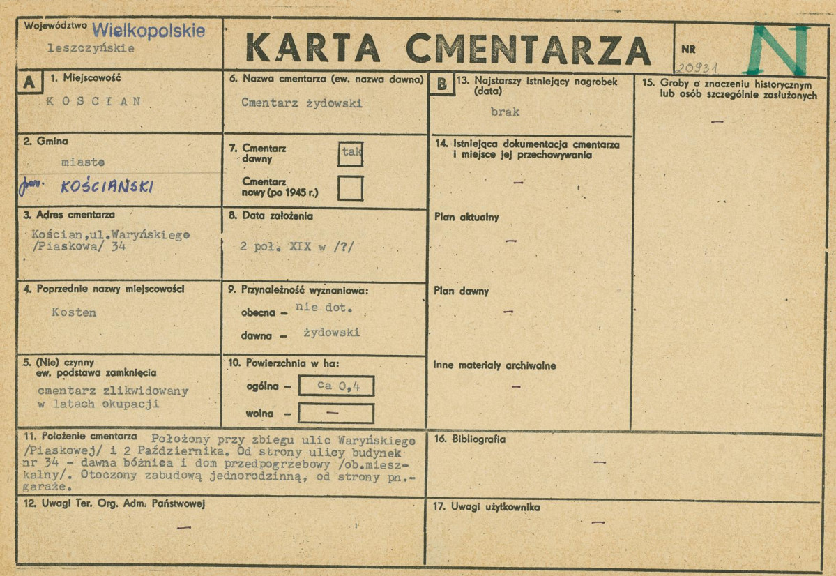 Karta cmentarza, skan nr 1