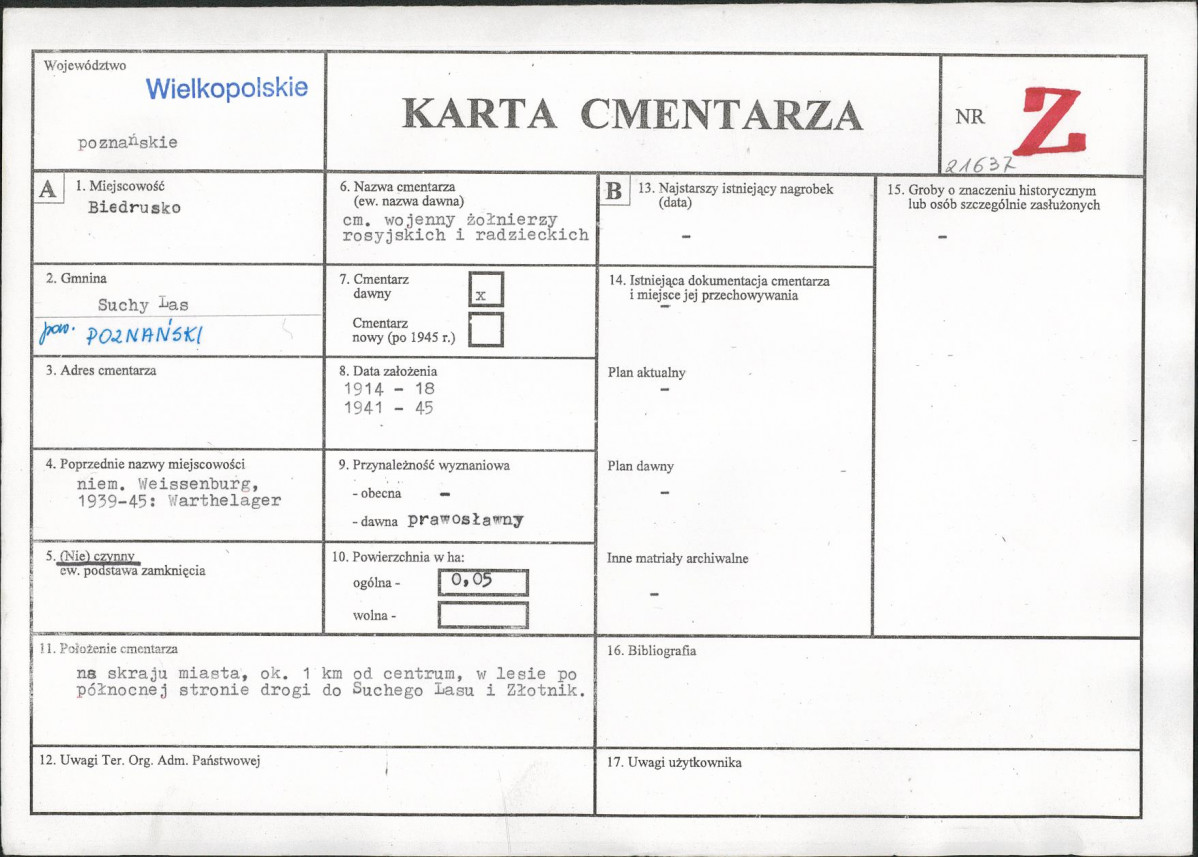 KC - Karta cmentarza, skan nr 1