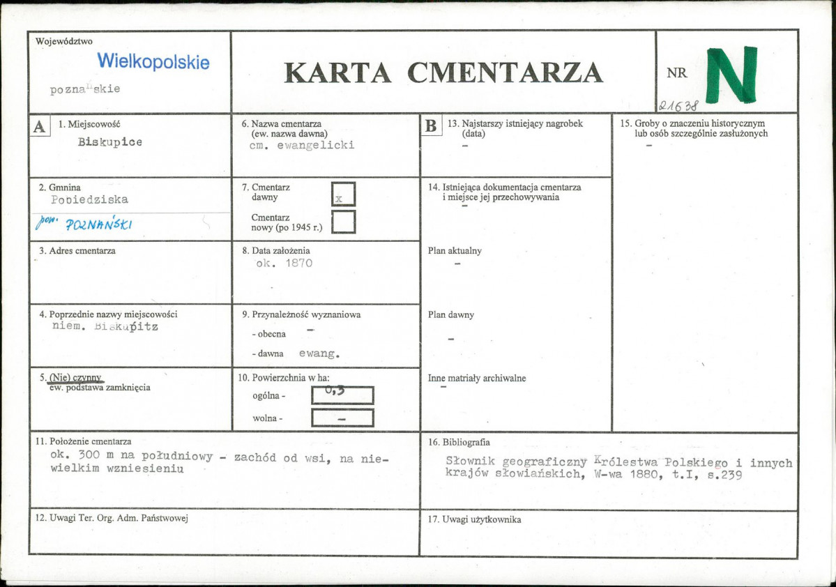 KC - Karta cmentarza, skan nr 1