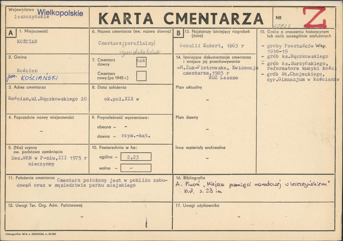 Karta cmentarza, skan nr 1