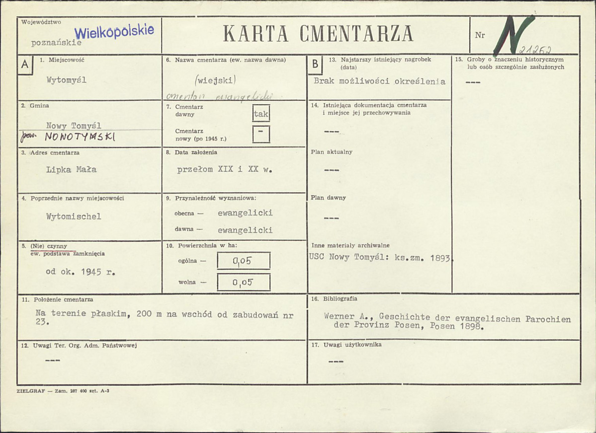 KC - Karta cmentarza, skan nr 1