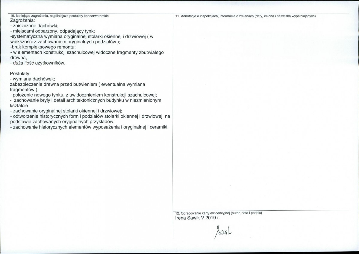 Karta obiektu niewpisanego do rejestru, skan nr 2