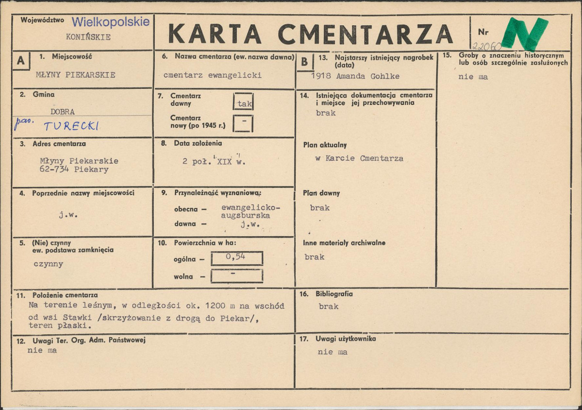KC - Karta cmentarza, skan nr 1