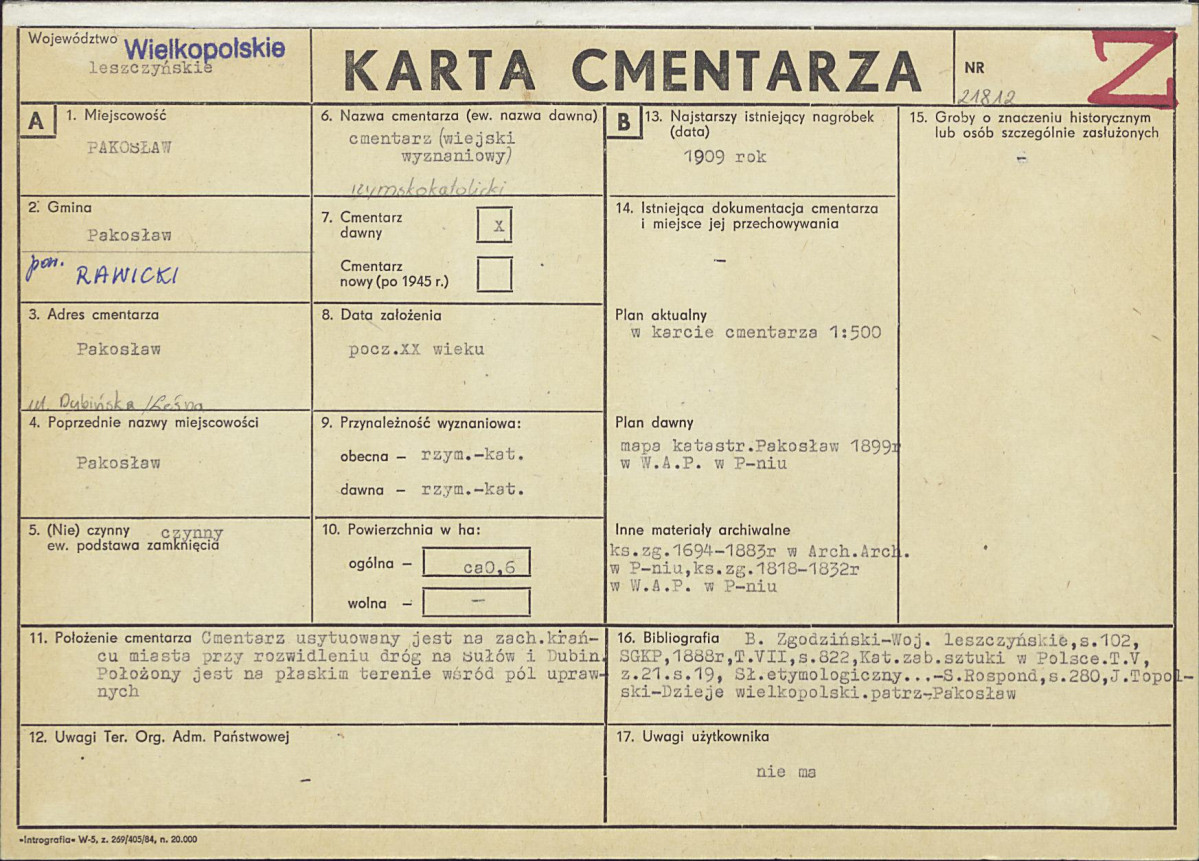 Karta cmentarza, skan nr 1