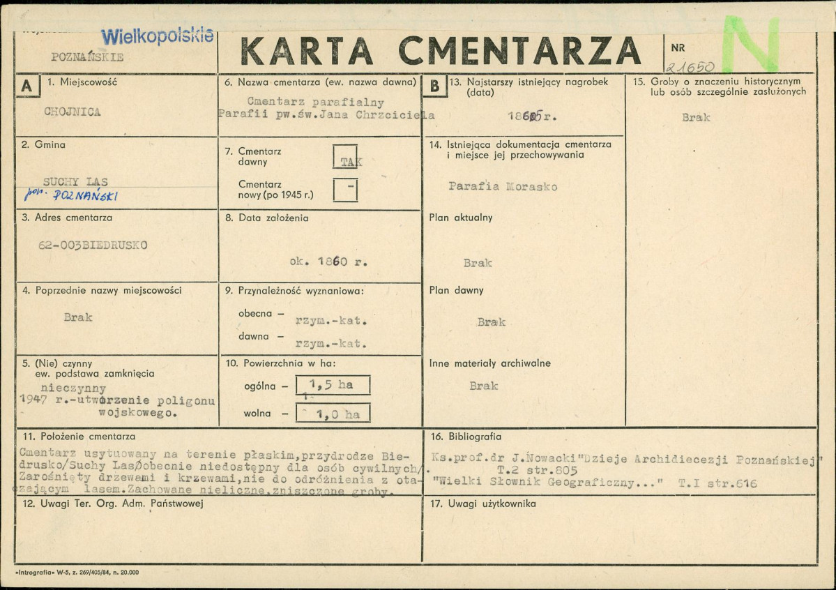 KC - Karta cmentarza, skan nr 1