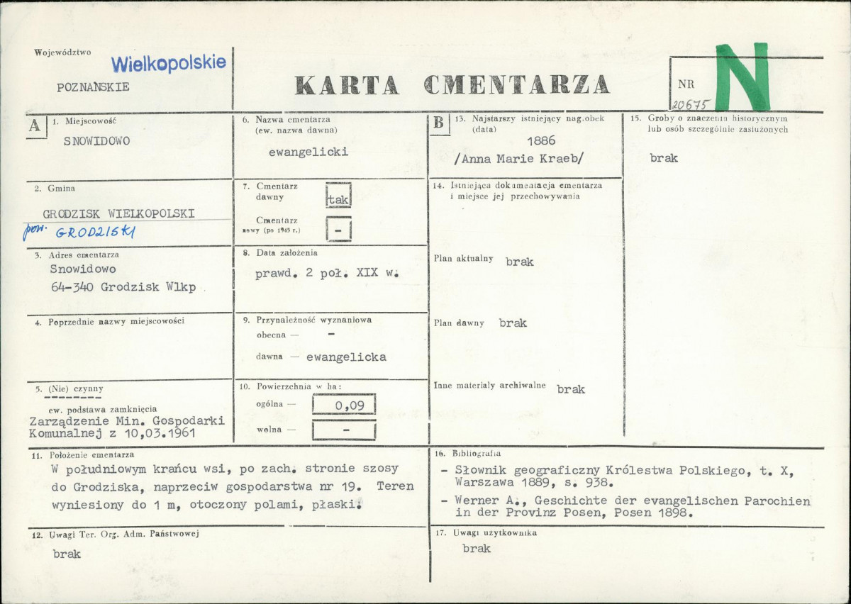 KC - Karta cmentarza, skan nr 1