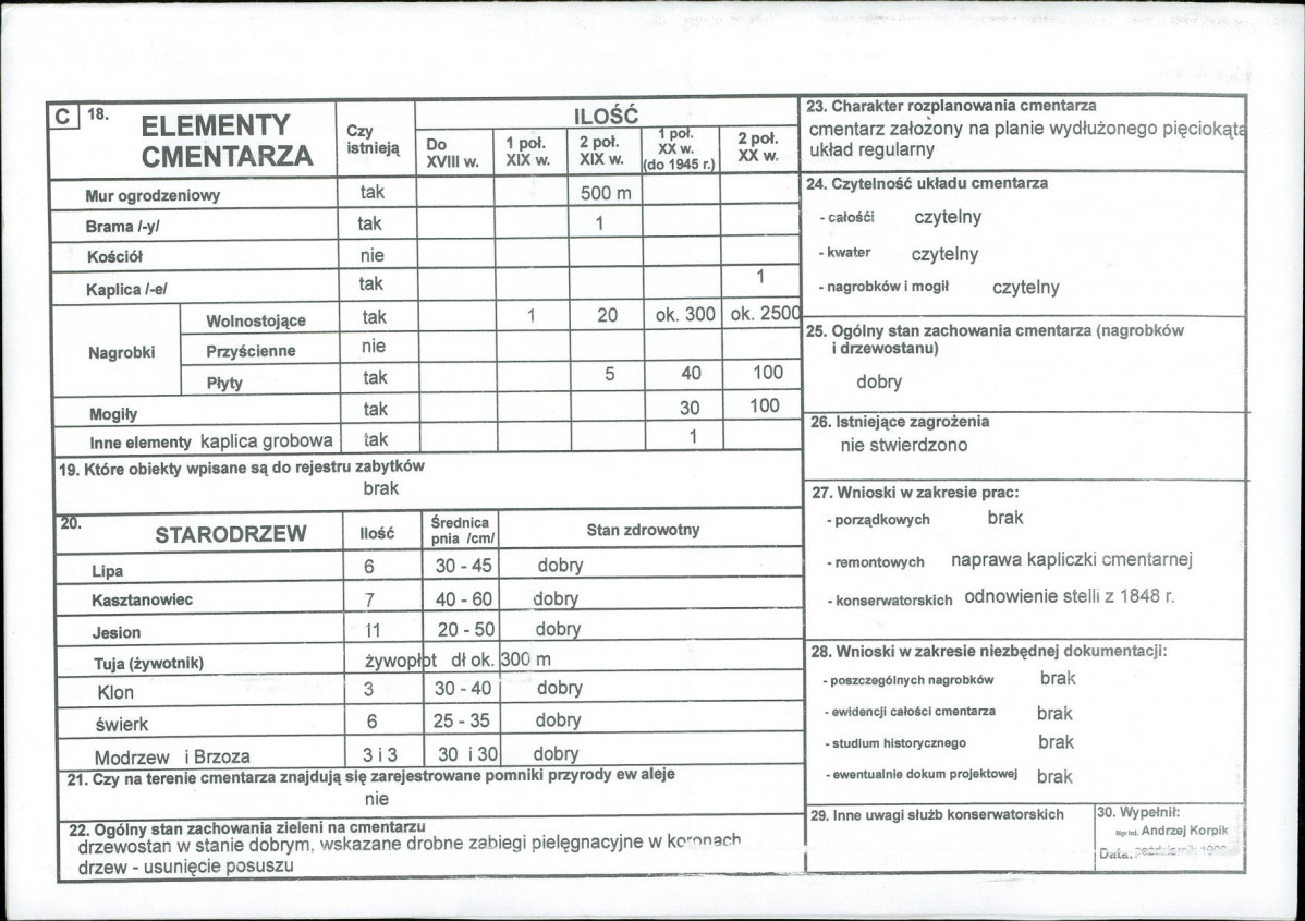 Karta cmentarza, skan nr 2