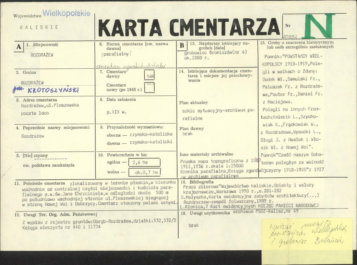 Karta cmentarza, skan nr 1