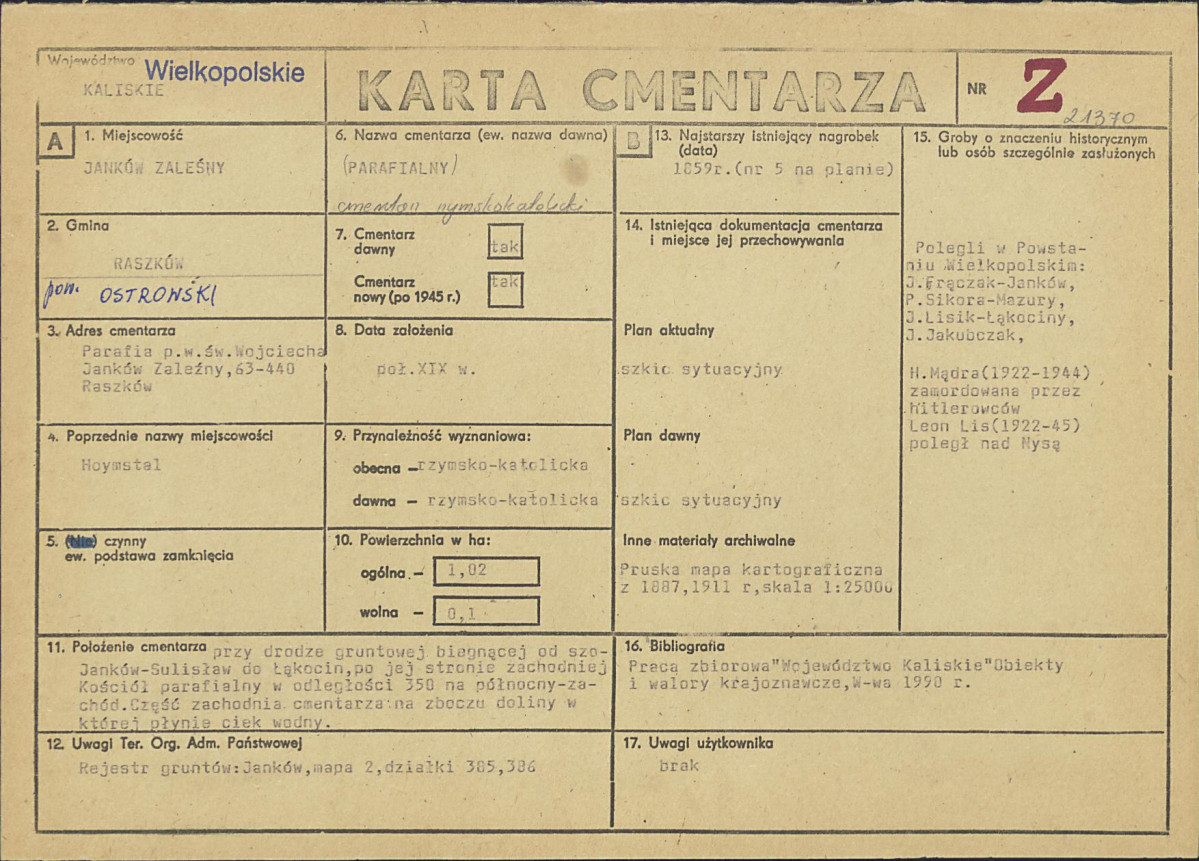 Karta cmentarza, skan nr 1