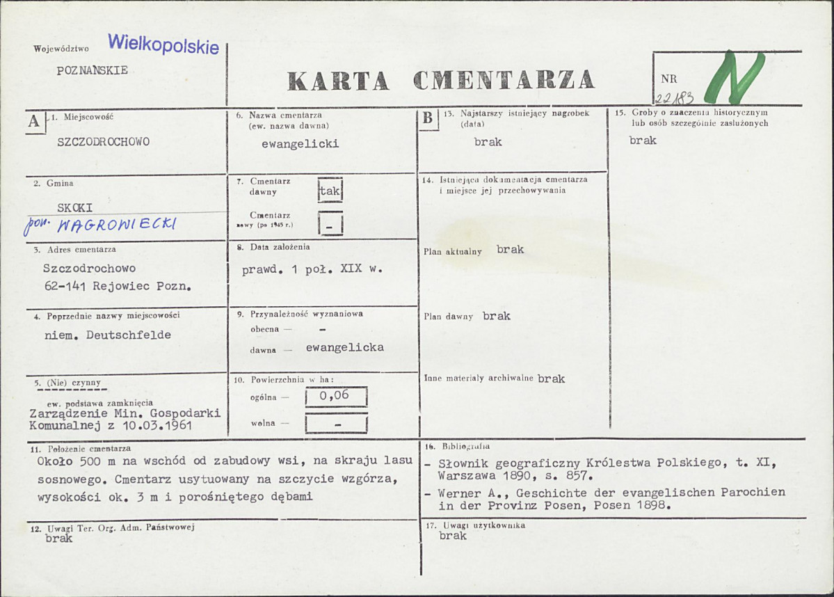 KC - Karta cmentarza, skan nr 1