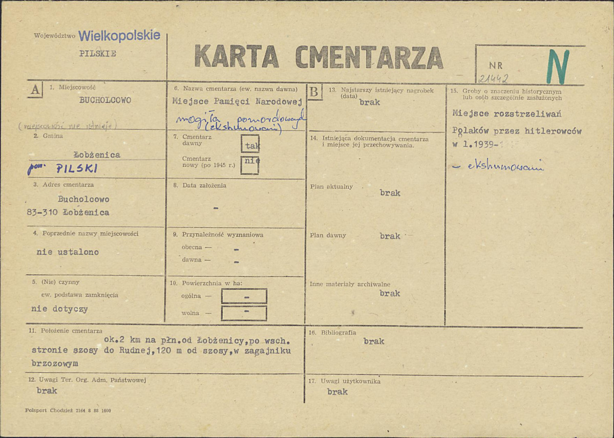 KC - Karta cmentarza, skan nr 1