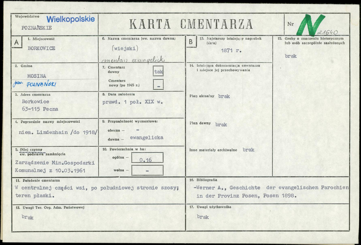 KC - Karta cmentarza, skan nr 1