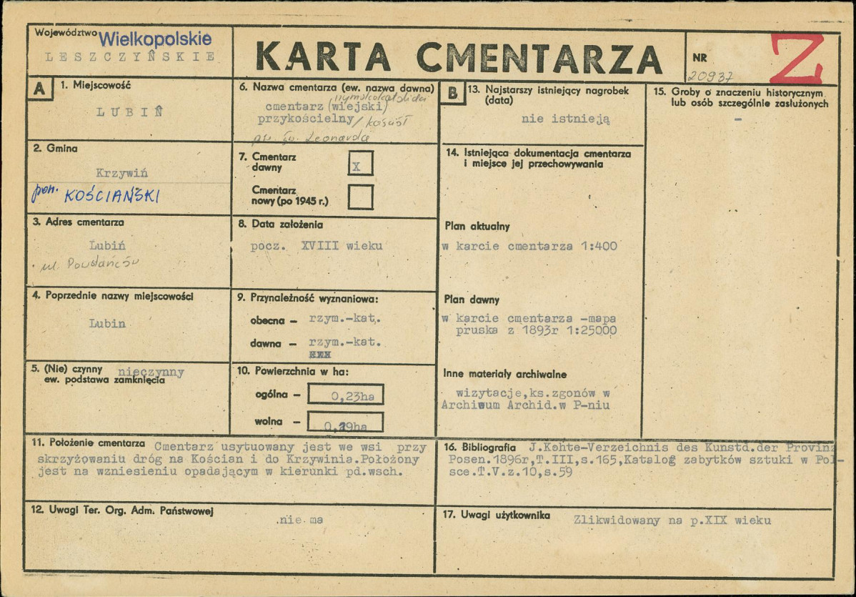 Karta cmentarza, skan nr 1