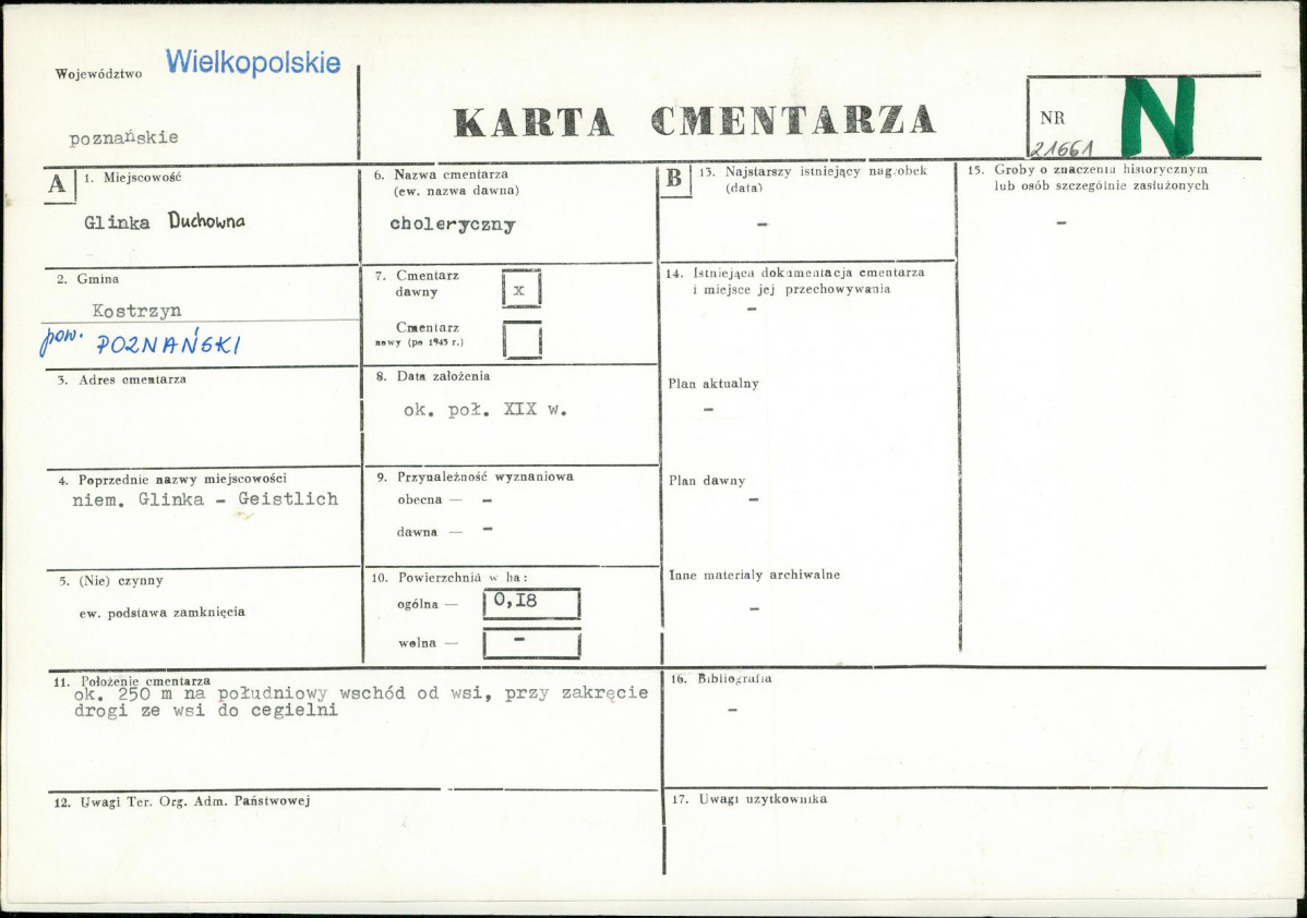 KC - Karta cmentarza, skan nr 1
