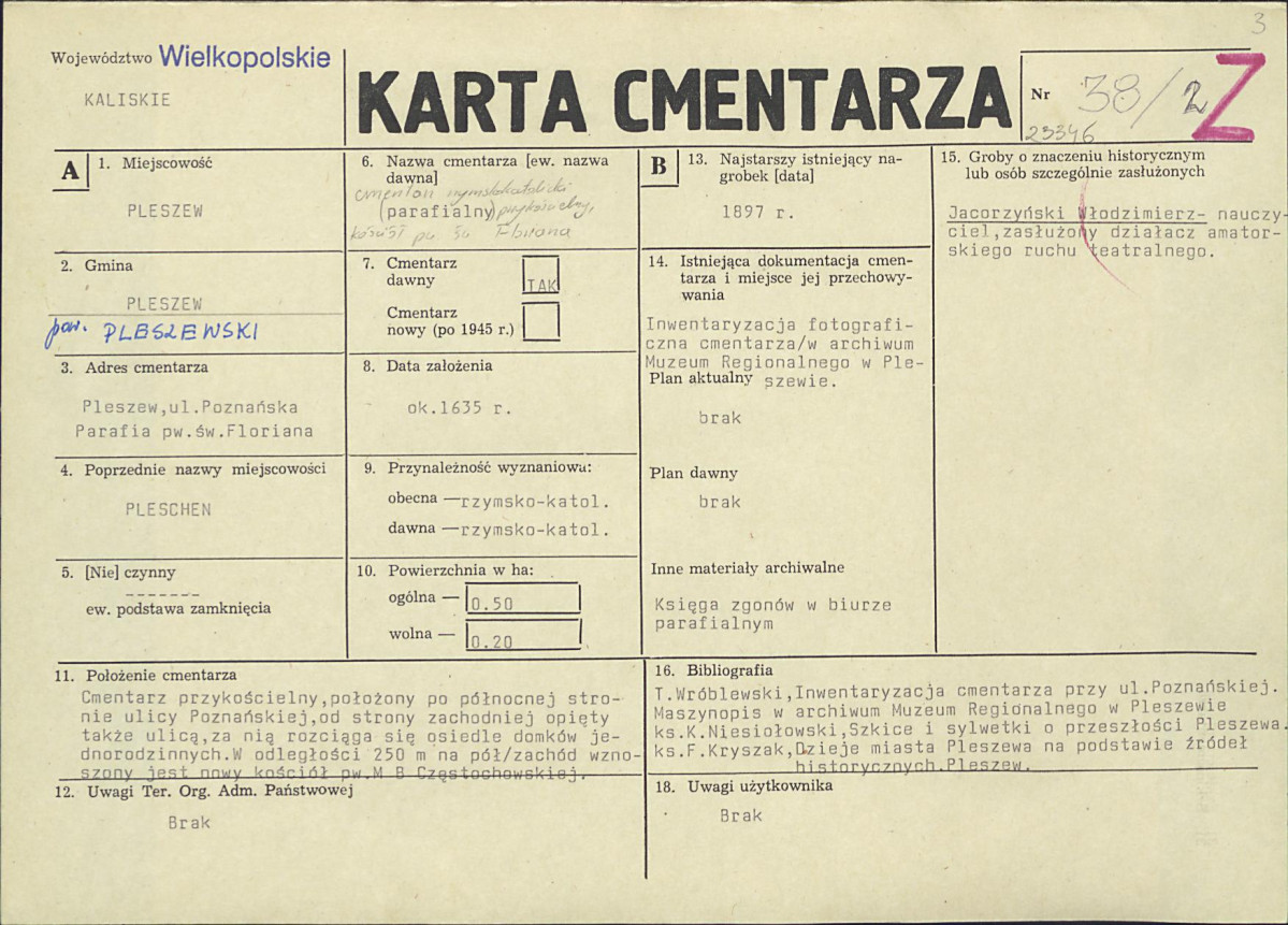 Karta cmentarza, skan nr 1