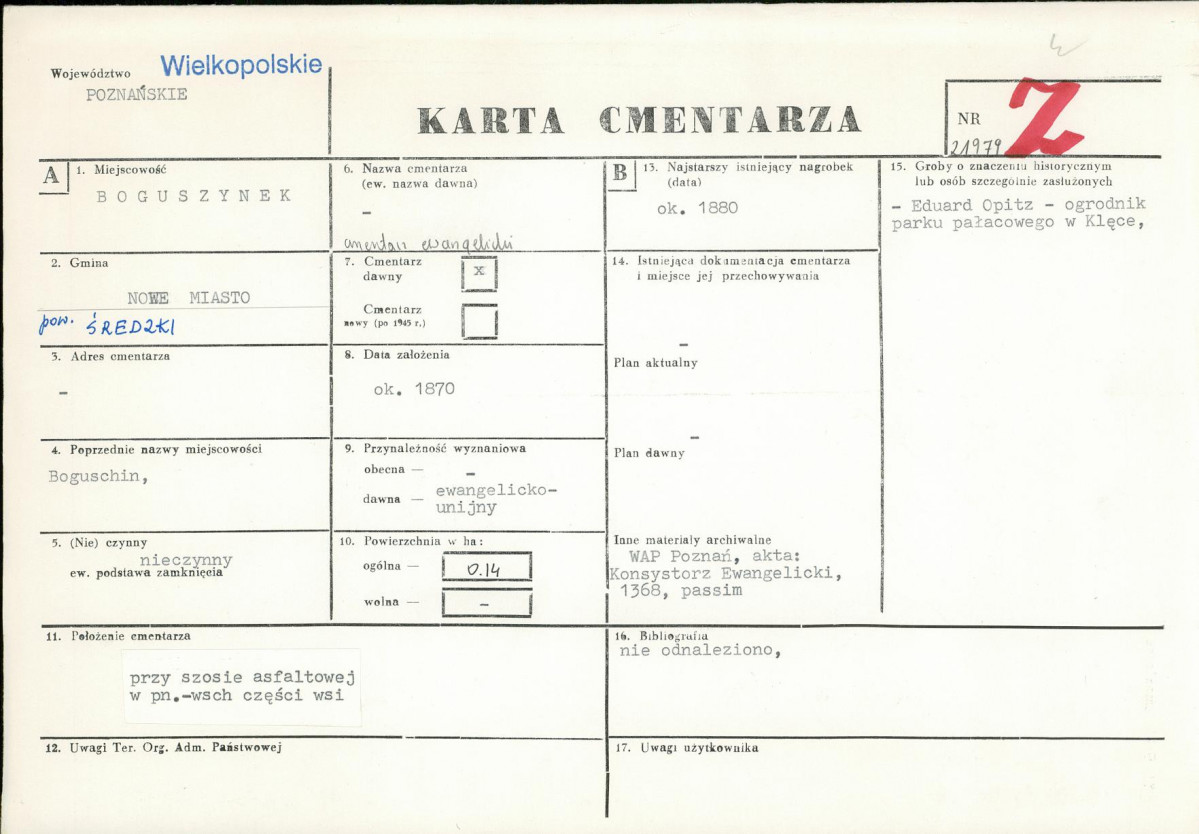 KC - Karta cmentarza, skan nr 1