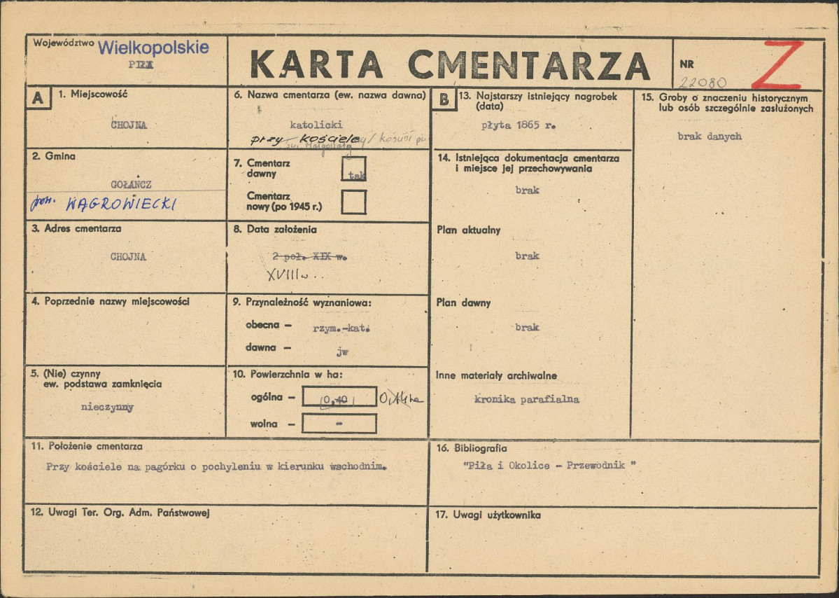KC - Karta cmentarza, skan nr 1
