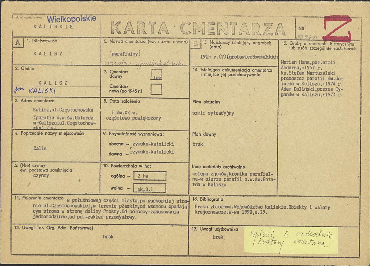 Karta cmentarza, skan nr 1