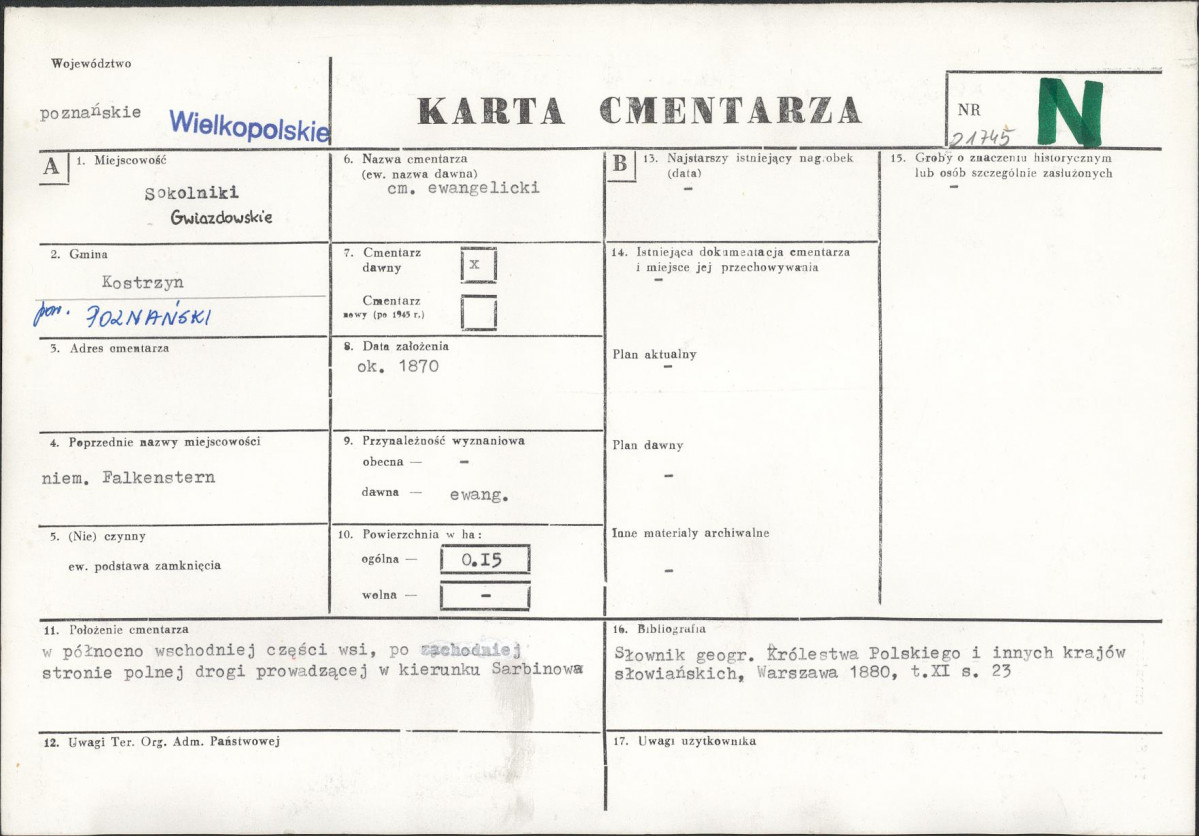 KC - Karta cmentarza, skan nr 1