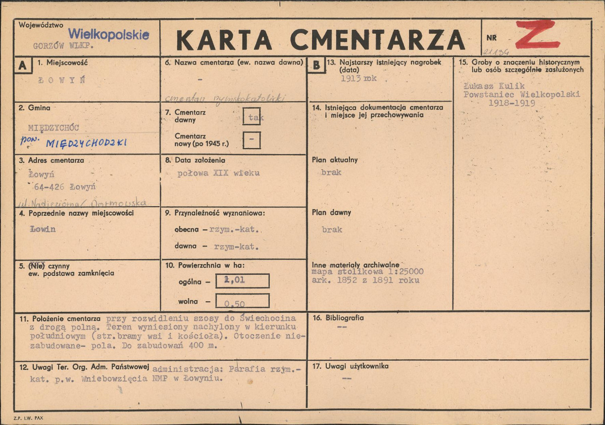 Karta cmentarza, skan nr 1