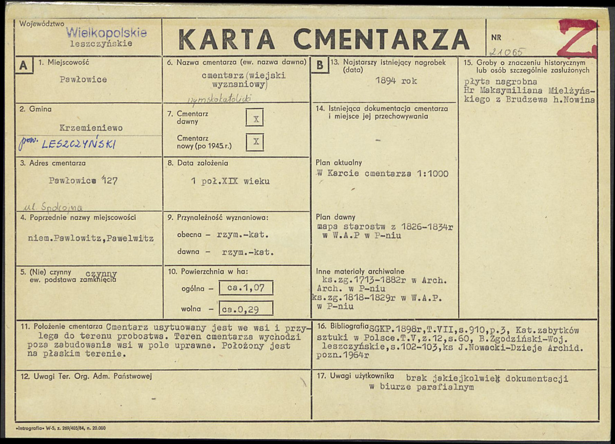 Karta cmentarza, skan nr 1