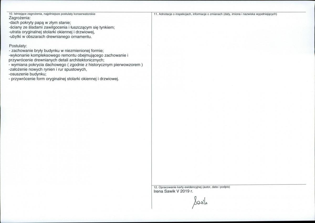 Karta obiektu niewpisanego do rejestru, skan nr 2