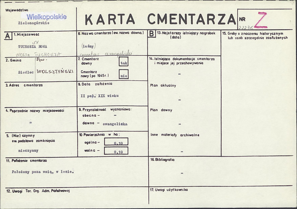 KC - Karta cmentarza, skan nr 1
