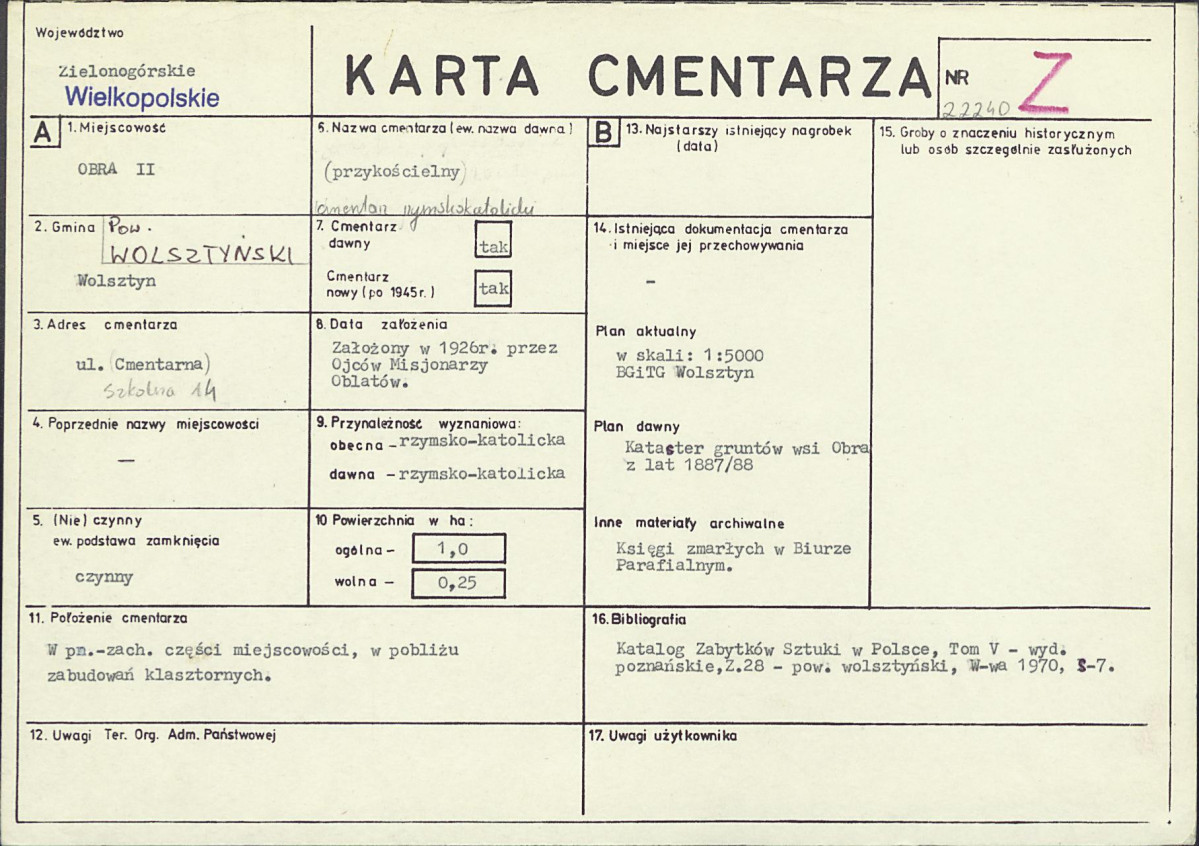 KC - Karta cmentarza, skan nr 1