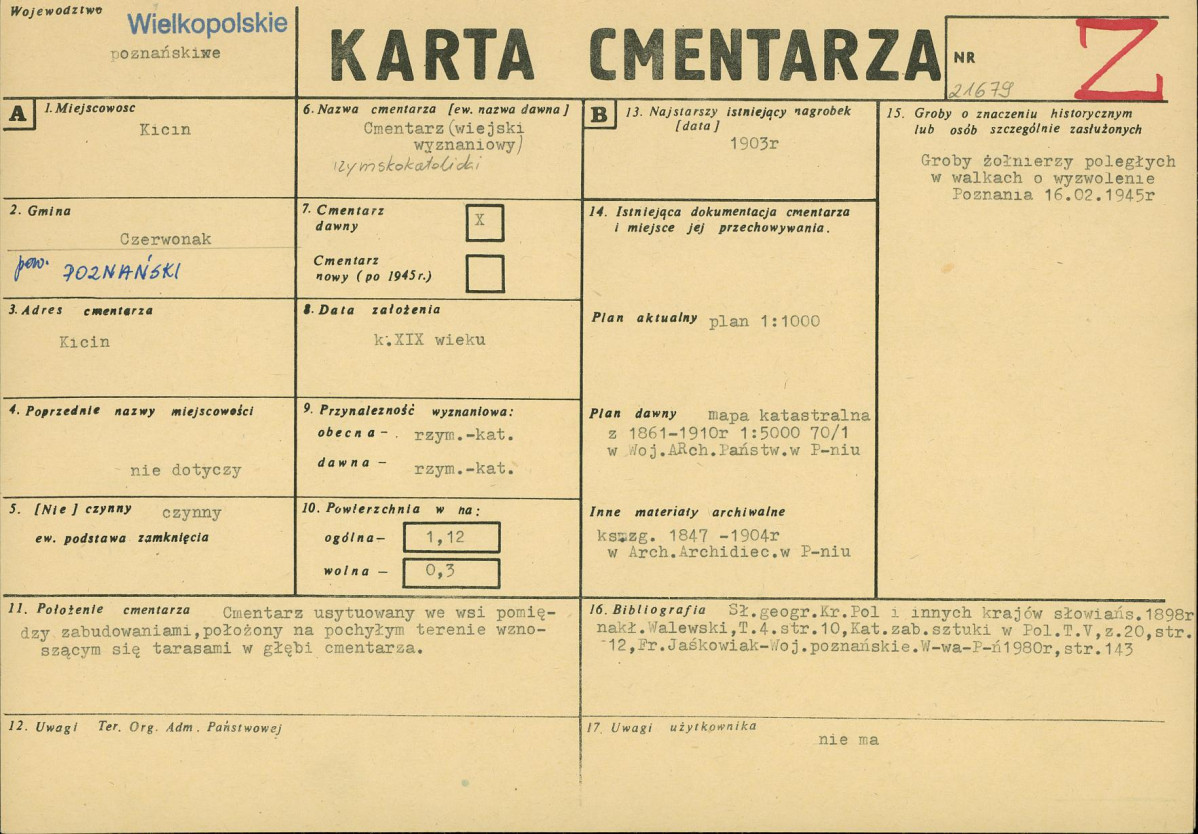 KC - Karta cmentarza, skan nr 1