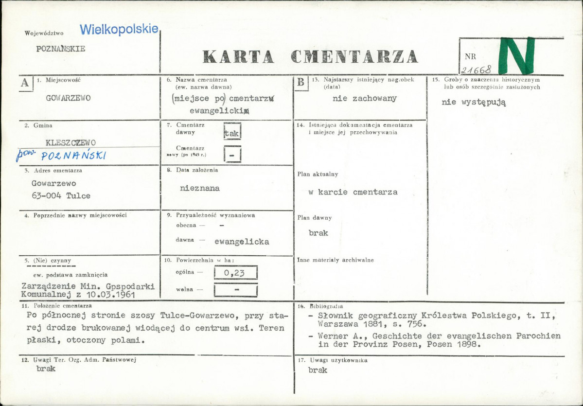 KC - Karta cmentarza, skan nr 1