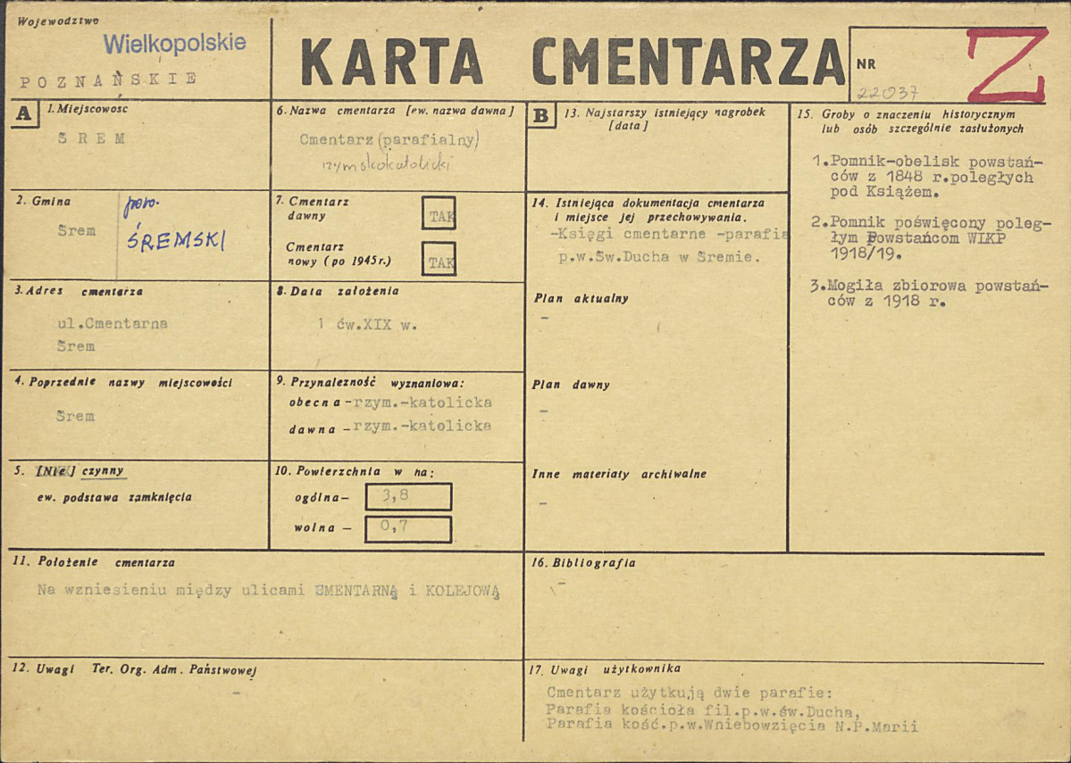 KC - Karta cmentarza, skan nr 1