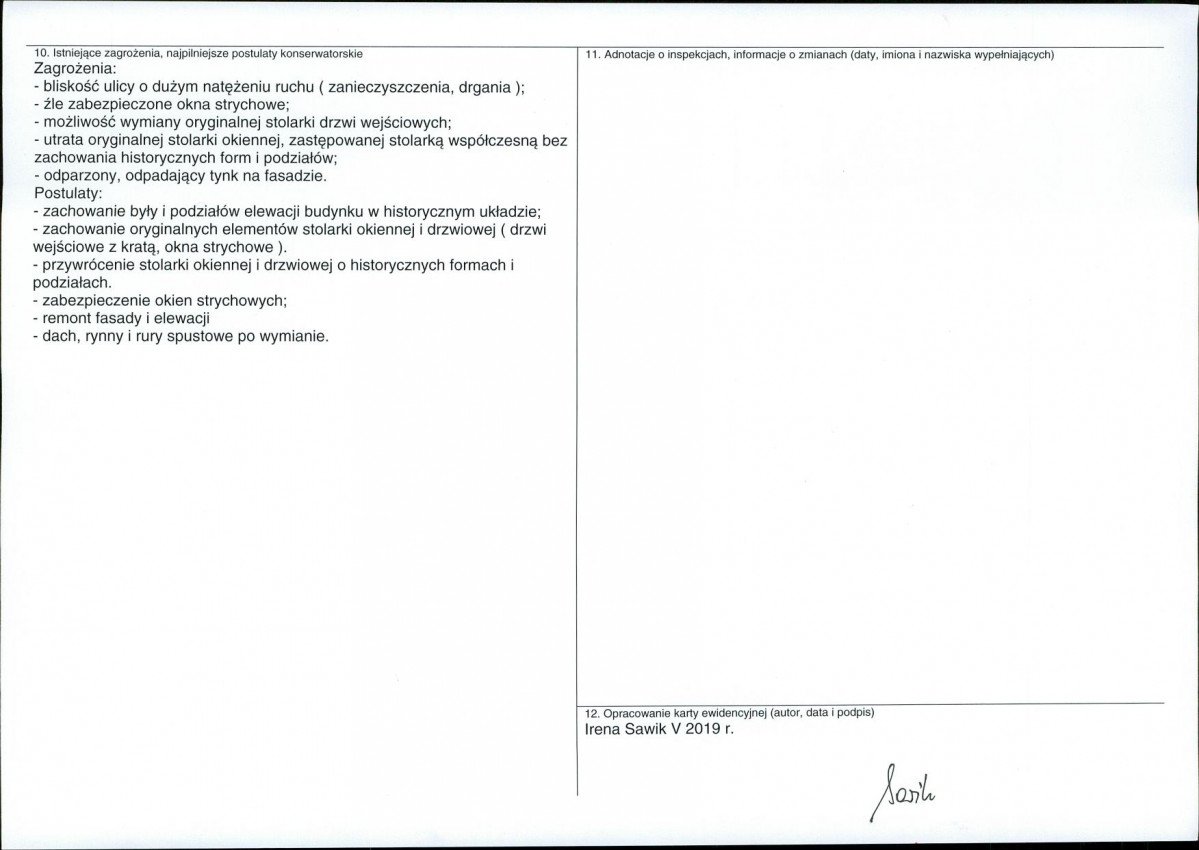 Karta obiektu niewpisanego do rejestru, skan nr 2