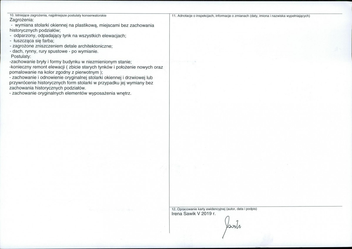 Karta obiektu niewpisanego do rejestru, skan nr 2