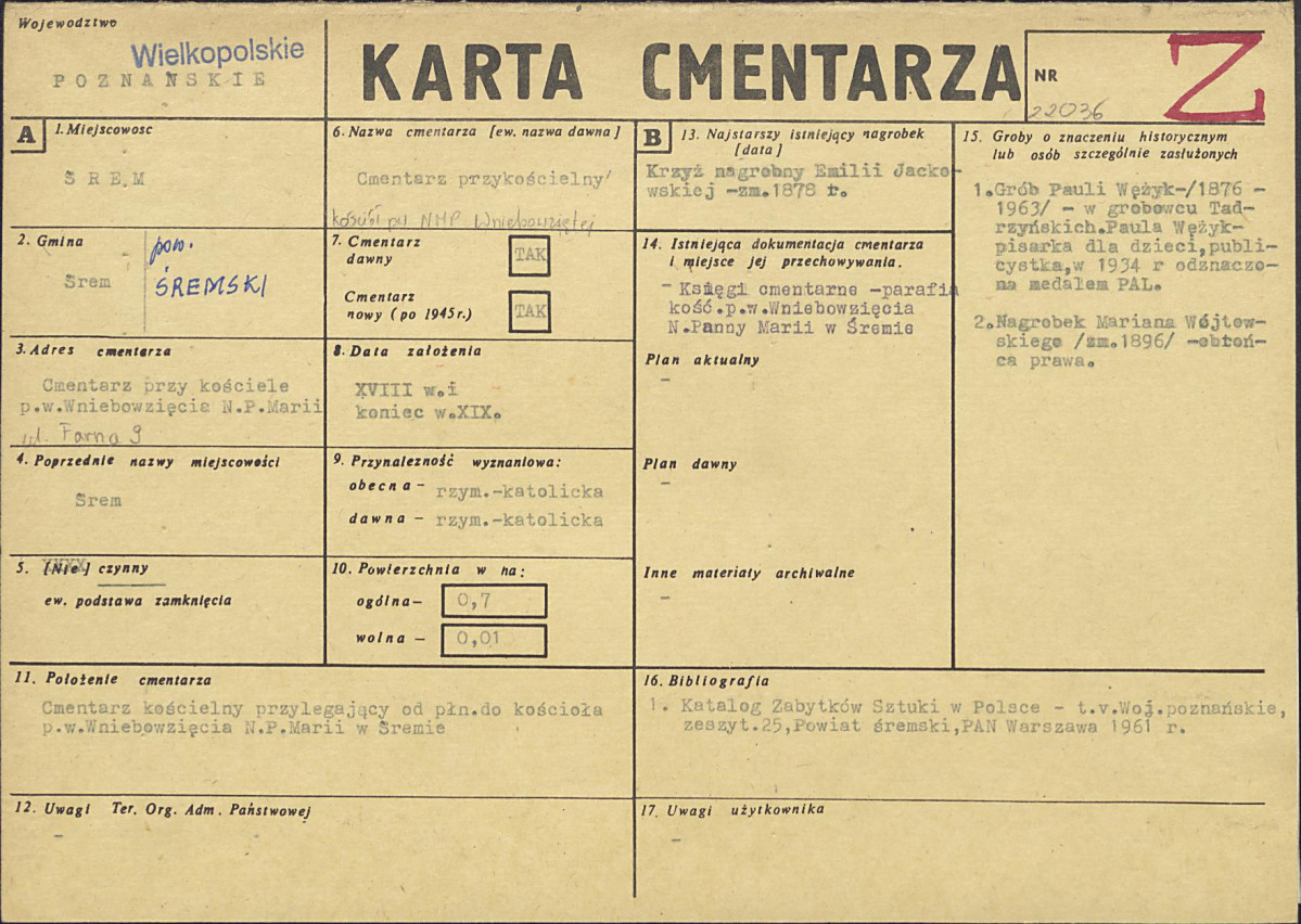 KC - Karta cmentarza, skan nr 1