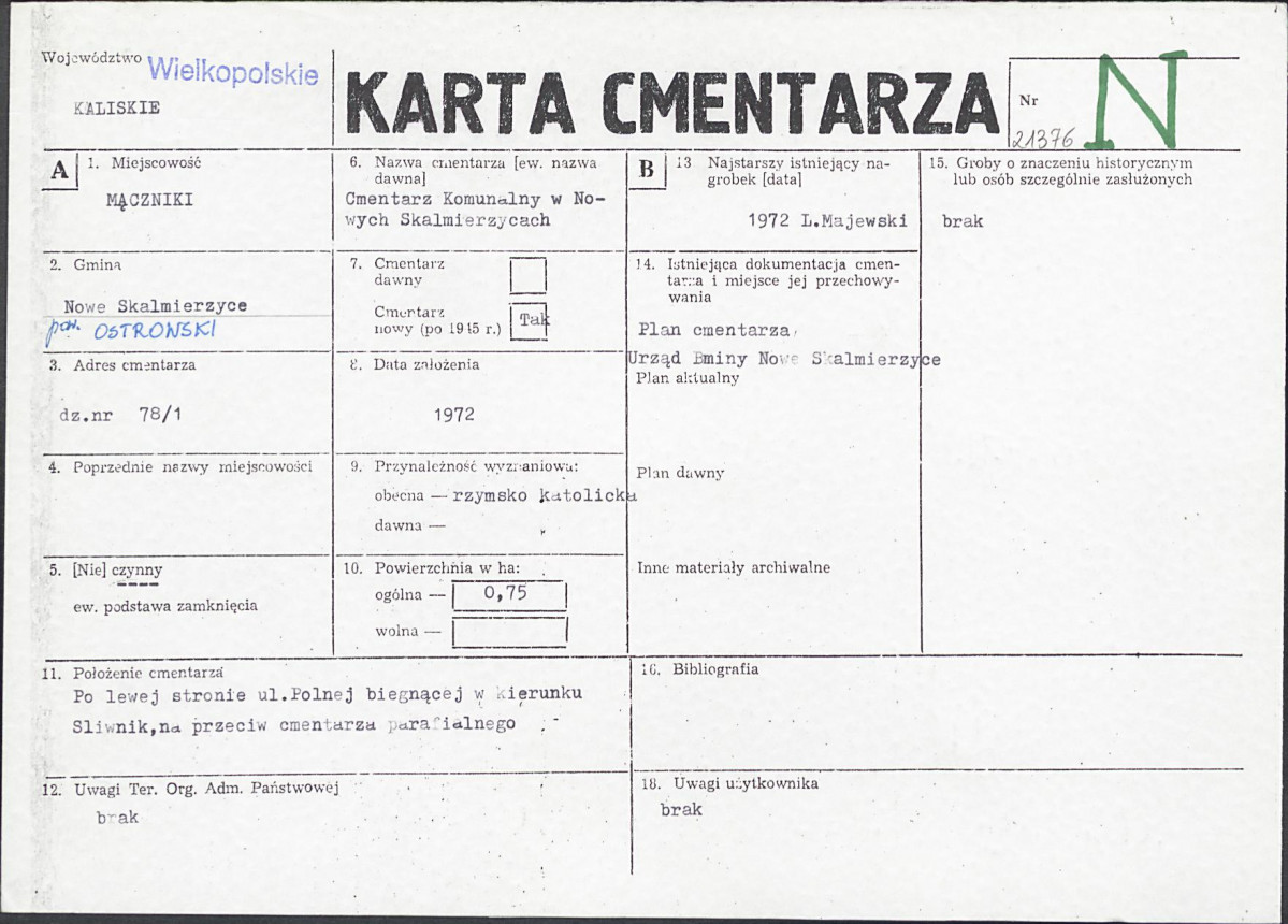 KC - Karta cmentarza, skan nr 1