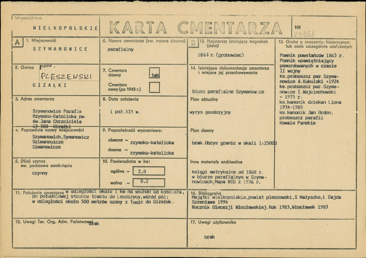 Karta cmentarza, skan nr 1